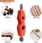 Copper Pipe Cleaner and Reamer Set, 4 in-1 Copper Tubing Brush Pipe Inside and Outside Wire Brush, Copper Pipe Deburring Tool for Soldering, Copper Pipes, Tubes, Pipe Deburring - Red