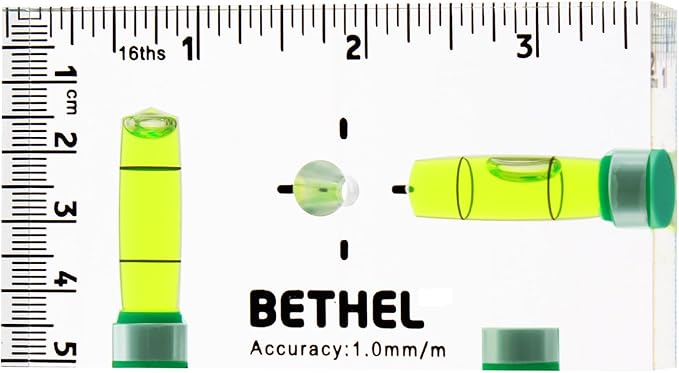 BETHEL 90°/180° Compact Level with Shatterproof Cross-check Magnetic Bubble, Mini Pocket Spirit Level for Picture Hanging Marking Measuring Instruments Layout tools (95×13×51(MM))