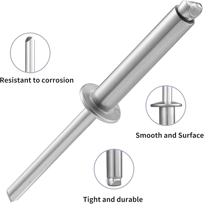 110pcs 3/16" x1" Aluminum Blind Rivets, 4.8 x 25mm Pop Rivets,Rivets for Metal,Silver