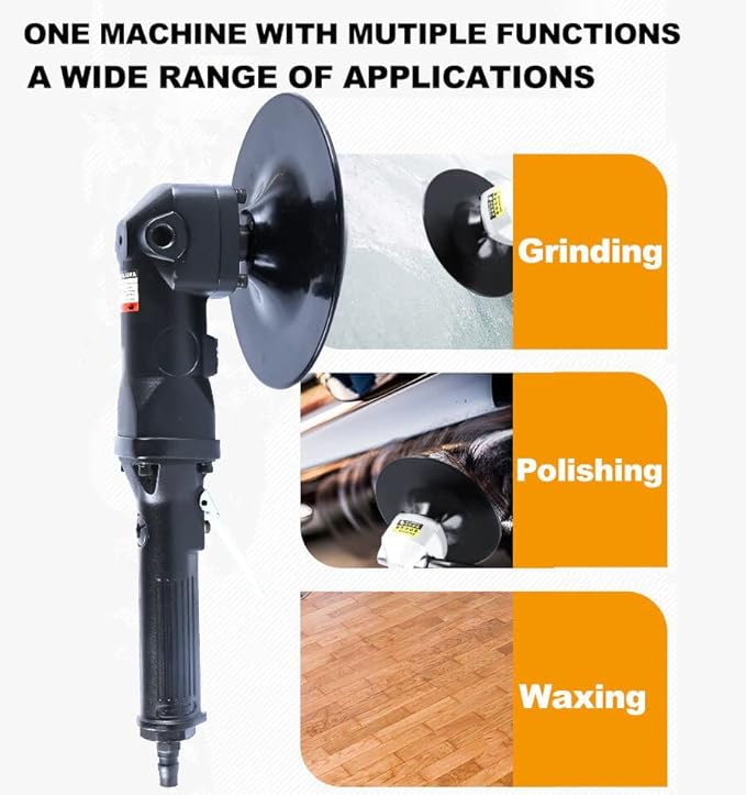 7-Inch Pneumatic Sander Heavy Duty Wet Air Sander/Polisher,Lightweight at 5.47 lbs,Adjustable Speed Up to 4500rpm Pneumatic Polisher Hand Sanding Tool