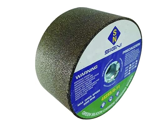 SIGNI 4 Inch Green Grinding Stone with 5/8-11 Thread (1 pack, 4X2X5/8-11,60 Grit)