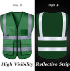 BeautyWill Custom Safety Vest Customized Logo Class 2 High Visibility Reflective Vest with Pockets Construction workwear