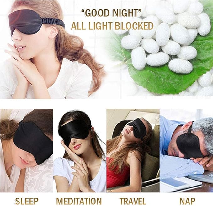 100% Natural Mulberry Soft Silk Sleep Mask, Light Blocking Eye Masks For Sleep, Night Blindfold Eye Mask Cover For Men And Women, Sleeping Night Mask For Travel (Pink)-VeraVaultWomen