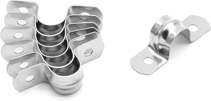 20Pcs 3/4 Inch Stainless Steel Conduit Clamps, Two Hole Strap U Bracket Rigid Pipe Strap Metal U Clamp Conduit Strap Tension Clips U-tube Clamp Heavy Duty