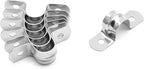 50Pcs 15/32 Inch(0.47 inch) Stainless Steel Conduit Clamps, Two Hole Strap U Bracket Rigid Pipe Strap Metal U Clamp Conduit Strap Tension Clips U-tube Clamp Heavy Duty
