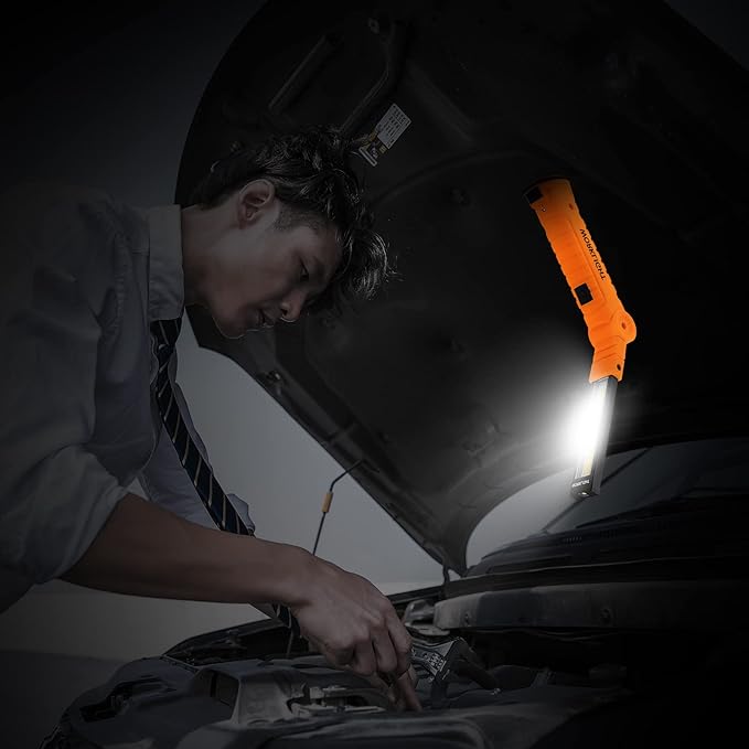 4 Pack WorkLights Tools for Mens Dad Gift,LED Rechargeable Magnetic Flashlights with Hook 360° Rotate 5 Modes Emergency Light for Mechanic, Automotive,Camping and Christmas Birthday Gift