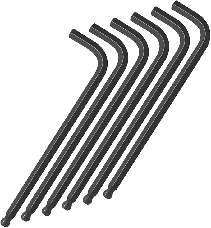 1.5mm Extra Long Arm Ball End Hex Key Set, 6pcs L-Shaped Allen Wrenches, CR-V Steel, Black Oxide Finish, High Torque Repairing Tool for Furniture, Bike, Equipment Maintenance