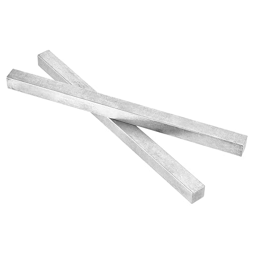uxcell 2 Pcs Square Steel Key Stock, 3/4" x 3/4" x 12" Cold-Drawn 45# Steel Bars Precision Key Stock for Gearbox Coupling, Silver Tone