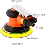 5” Pneumatic Random Orbit Sander Air Tool Air Powered,Palm Sander,Air Sander for Auto body Automotive,Wood Working