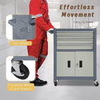 13-Drawer Double Doors Handle Rolling Tool Chest, 2 in 1 Detachable Rolling Tool Chests, Large Tool Boxes with lock, Metal Standing Tool Cabinet for Garage Workshop(Gray)