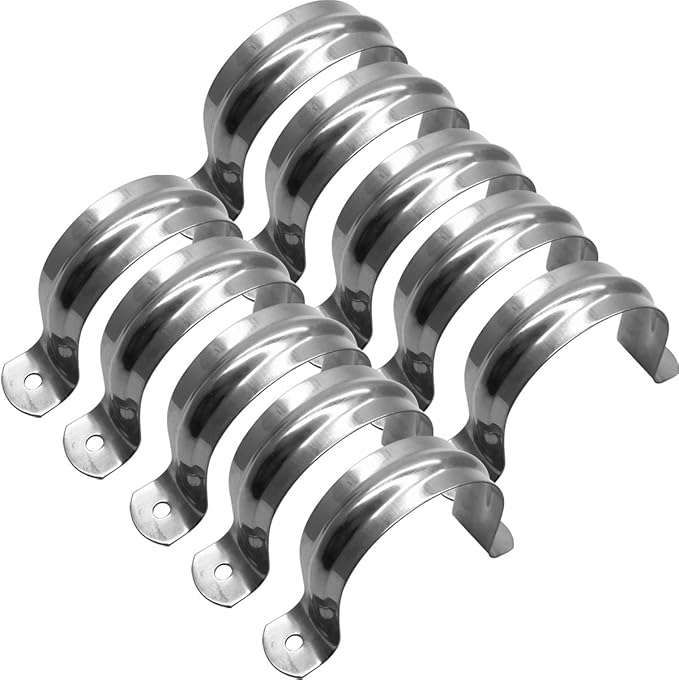 Nge 2.5inch Rigid Pipe Strap Clamp-Two Hole Strap-U Bracket Tube Clip-Stainless Steel Heavy Duty Pipe Fasten Holder-Secures Conduit,10Pcs(76mm)