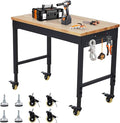 Work Bench 48" Adjustable Height, Heavy-Duty Portable Workbench with Power Outlets for Garage & Workshop, 2000 LBS Load Capacity, Work Table for Office, Home, Easy Assembly