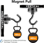 MIKEDE Magnetic Hooks, 40Lbs Strong Neodymium Black Magnet Hook for Hanging, Heavy Duty Magnetic Hooks Classroom Must Have, Magnet with Hooks for Home, Kitchen, Workplace, School - Pack of 10