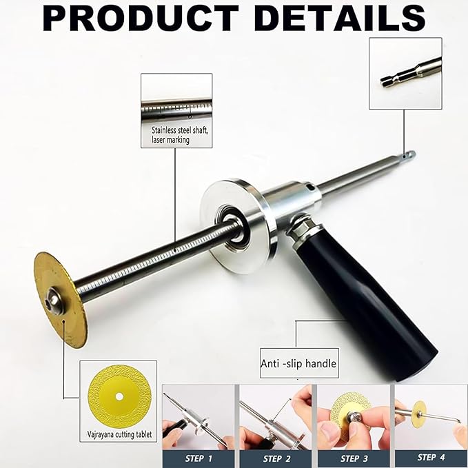 Inside Pipe Cutter for PVC Pipe, Upgraded Versatile PVC Pipe Cutter and Drill Attachment with Diamond Grit Cutting Wheel and Handle