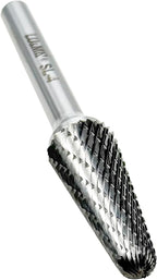 Carbide Bur: Ball-Nosed Cone, SL-4, Double Cut, 1/2" x 1 1/8" Head, 1/4 Inch Shank,Tungsten Carbide Made, for Metal Carving, Polishing, Engraving, and Drilling by LU&MN