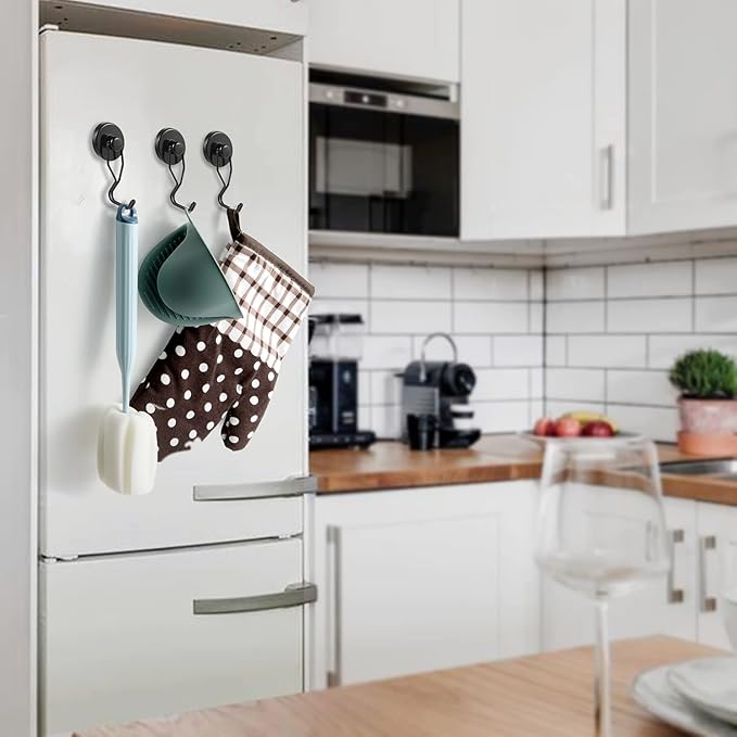 Tohoer Magnetic Hooks, 100LBS Neodymium Magnets Hook Heavy Duty with Rust Proof for Fridge, Refrigerator, Oven, Grill, BBQ, Key, Tools Holder, Kitchen, Outdoor, Hanging Wreaths, Utensil Hangers