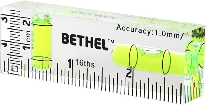 BETHEL Mini Bubble Level - 90°/180° Dual Direction Spirit Level with Shatterproof Design, High Accuracy for Picture Hanging, DIY, Carpentry - Ultra-Compact 75x25x15mm Pocket Leveling Tool