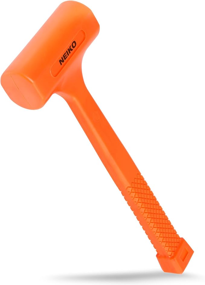 Neiko 02846A 1 LB Dead Blow Hammer, Neon Orange I Unibody Molded | Checkered Grip | Spark and Rebound Resistant