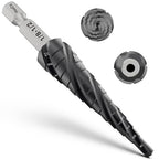 M35 Four Spiral Flute Cobalt Step Drill Bit 1/8"-1/2", Wear-Resistant TiAlN Coated 1/4" Hex Shank Unibit Step Bit for Metal, Stainless Steel, Aluminum, Wood, Plastic（13 Sizes）