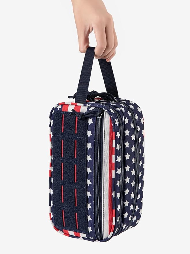 QT&QY Tactical Toiletry Bag For Men Hygiene Bag EDC Military Tool Molle Pouches Small Dopp Kit Mens Shaving Kit Travel shower Bags Star-Spangled