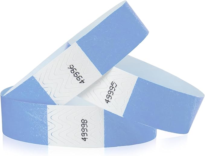 1,000 WristCo Sky Blue Tyvek Wristbands for Events Tamper-Proof Design & Fluorescent Color Prevent Reuse Premium-Grade Bracelets for Hospital & Medical ID, Party & VIP Identification