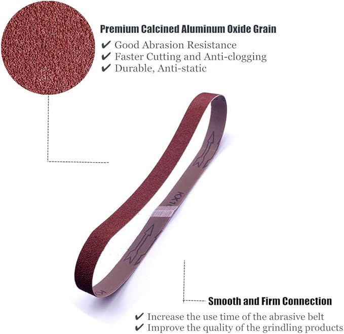 1-Inch x 42-Inch Sanding Belt, 80 Grit Aluminum Oxide Sanding Belts, Belt Sander Belt Sandpaper 80 Grit, 24 Pack (1x42 Inch, 80 Grit)
