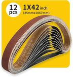 1 x 42 Inch Sanding Belt Pack 1-Inch x 42-Inch,12 Pcs(4 Each of 80 120 150 Grits) Aluminum Oxide for Sander
