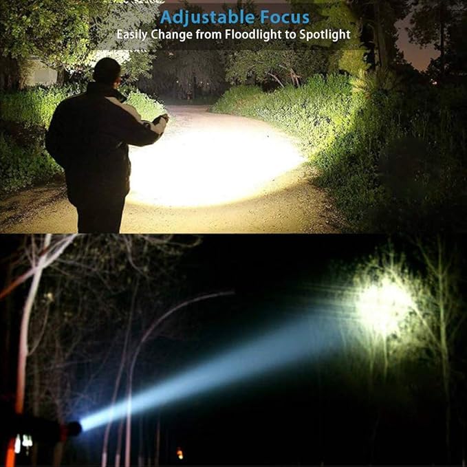 Hoxida Flashlight USB Rechargeable, Magnetic LED Flashlight, Super Bright LED Tactical Flashlight with Cob Sidelight, Waterproof, Zoomable Best Small LED Flashlight for Camping, Emergency Flashlights