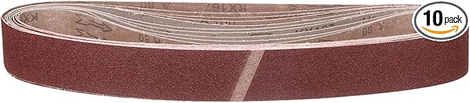 1 x 42 Inch Sanding Belt, 10 Pcs 80 Grit Knife Sharpener Belts Work Sharpening for Belt Sander Knife Carving Tool Metal Working