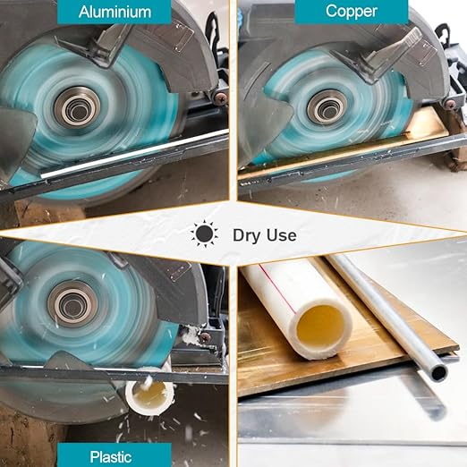 7-1/4 Inch 60 Teeth Aluminum and Non-Ferrous Metal Cutting Circular Saw Blade with 5/8 Inch Arbor, TCG Carbide Saw Blade for Metal & Plastic Cutting
