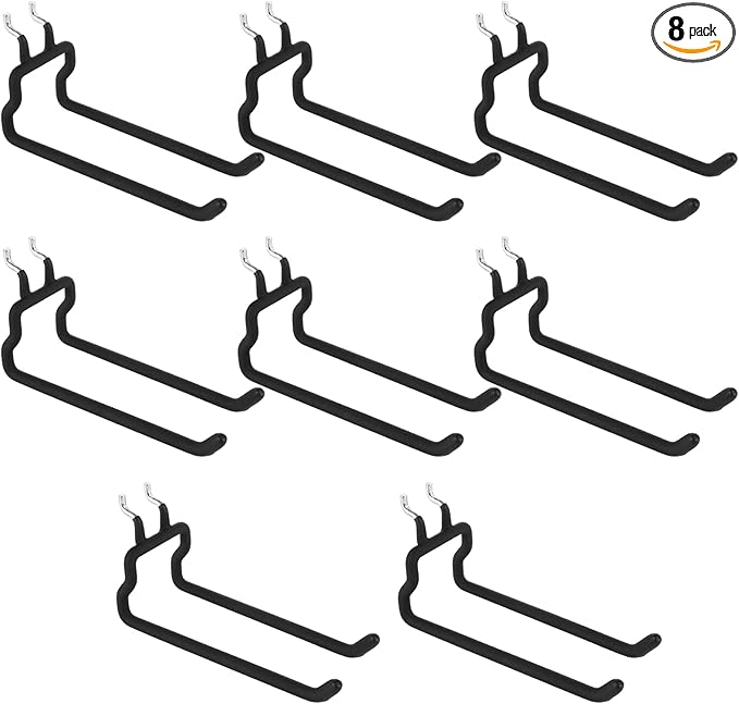 8-Pack Pegboard Hooks, Heavy Duty Metal Peg Board Shelving Hooks Fit 1/4" Pegboards, Peg Board Tool Utility Hooks & Hangers for Craft Room Garage Workbench Office