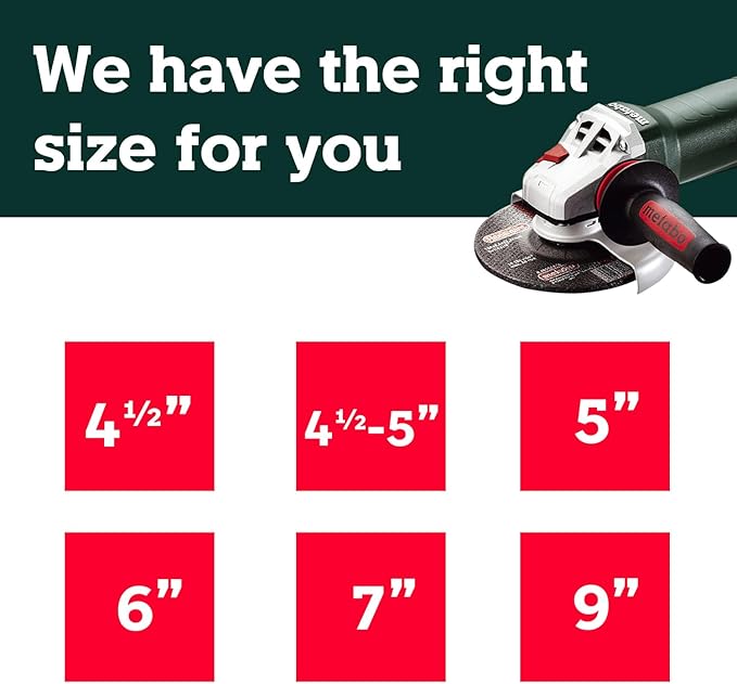 Metabo 6-Inch Angle Grinder | 13.5 Amp | 9,600 RPM | Electronics | Non-locking Paddle Switch | WEP 15-150 Quick