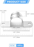 60Pcs 9/16 Inch (14mm) 304 Stainless Steel Conduit Clamps, U-Tube Strap Pipe Clamp 2 Hole Strap U Bracket Rigid Pipe Strap Clamps Metal Conduit Strap Tension Clips U-tube Clamp