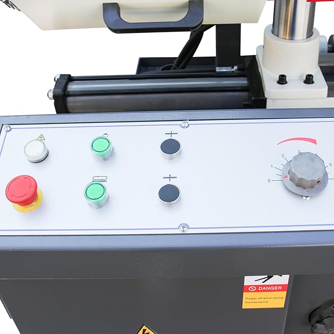 KAKA INDUSTRIAL TBK-11 Double Column Horizontal Band Saw, Hydraulic downfeed control, Semi-Automatic bandsaw 11 inch capacity with 230V 3PH motor