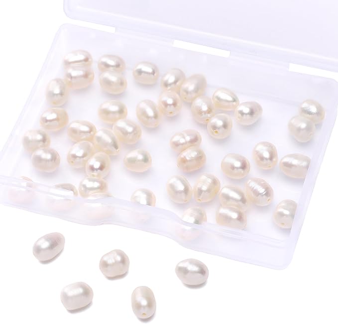 Natural Pearl Beads Rice 5-6mm White Freshwater Cultured Loose Gemstone Beads for DIY Jewelry Making 13.8''/Strand HQ