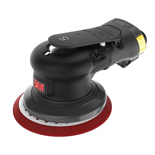 3M Pneumatic Random Orbital Sander, 88939, 5 in, Non-Vacuum, 5/16 in Orbit, Lightweight and Comfortable, 12000 RPM, .28 HP (209W) Motor, Variable Speed