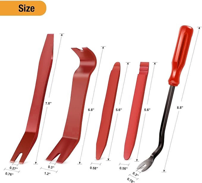 GOOACC 5 PCS Nylon Auto Trim Removal Tool Kit No-Scratch Removal Tool Kit for Car Panel & Audio Dashboard Dismantle Red