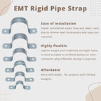 1/2 Inch Zinc-Plated Steel Pipe Clamp, Steel Rigid Pipe, 2 Holes U Bracket, Pipe Clamp, Electrical Conduit Straps (100PCS)