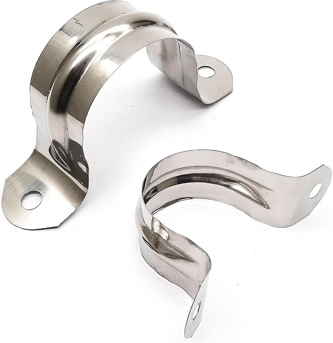 Nge 1.5inch Rigid Pipe Strap Clamp-Two Hole Strap-U Bracket Tube Clip-Stainless Steel Heavy Duty Pipe Fasten Holder-Secures Conduit，20Pcs（50mm), For 1.5in Inner Diameter Water Pipe