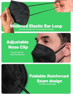 Boncare KN95 Face Mask 30 PCs, 5-Layer Black Face Mask for Men & Women Filter Efficiency≥ 95%, Breathable and Comfortable, Black