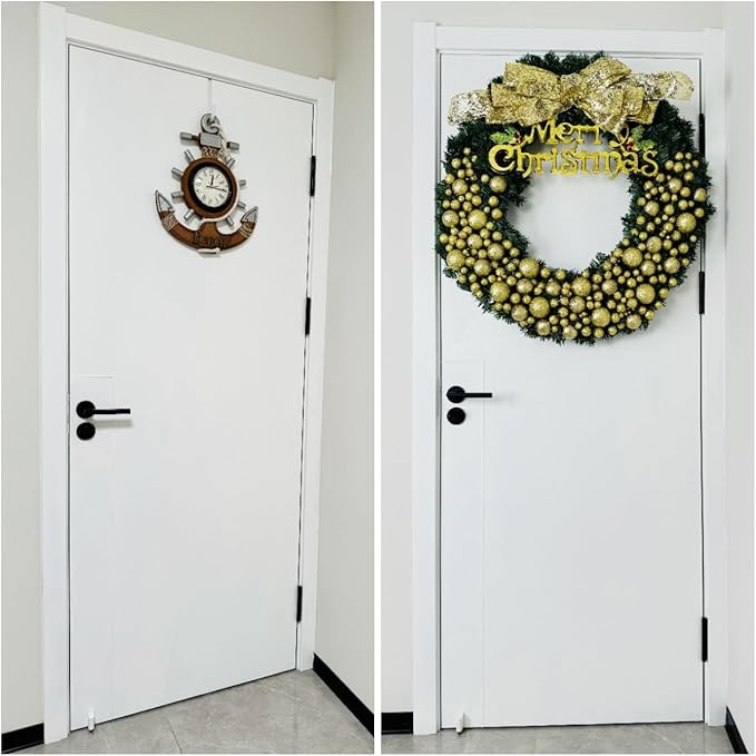 Over the Door Hooks 4Pcs L=5.5" Fit 1 3/8" Door Steel with White Rubber Coating Hanging Towel Robe Clothing Hanger for Bathroom Room Wreath Ironing Board Holder Cute Thin Single Heavy Duty