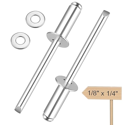smseace 200Pcs1/8"x1/4" Pop Rivets with Washer Assortment Kit 3.2x6.4mm Pop Rivets and 1/8" 304 Stainless Steel Backup Washers Aluminum Rivets kit for Metal/Furniture/Automotive/Instruments