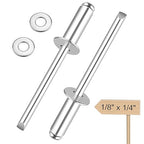 smseace 200Pcs1/8"x1/4" Pop Rivets with Washer Assortment Kit 3.2x6.4mm Pop Rivets and 1/8" 304 Stainless Steel Backup Washers Aluminum Rivets kit for Metal/Furniture/Automotive/Instruments