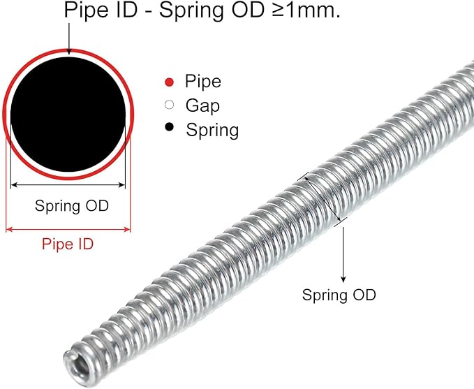 MECCANIXITY Spring Tube Bender OD 9mm/0.35" Steel Spring Pipe Copper Tubes 1100mm/43.31" Long for 1/2" Copper Pipe(12mm) in Home Renovations,Electrician Wiring Bending Pipe(insert-pipe use)
