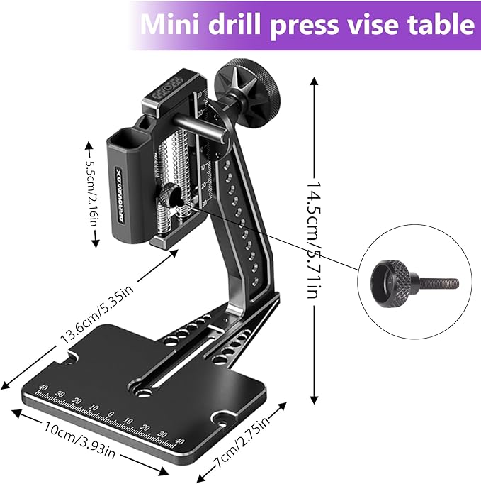 AM ARROWMAX Mini Electric Drill Pen with Benchtop Press, 5-Speed, 10 Small Drill Bits with Aluminium Box, LED Lights, OLED Display, Resin Drill Set For Jewelry Making, Plastic, Wood (SDS PLUS)