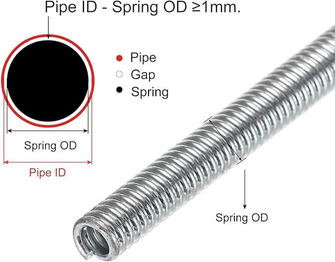 MECCANIXITY Spring Tube Bender OD 12mm/0.47" Steel Spring Pipe Copper Tubes 1100mm/43.31" Long for 5/8" Copper Pipe(16mm) in Home Renovations,Electrician Wiring Bending Pipe(insert-pipe use)