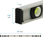 CHANNELLOCK 48-Inch, Professional-Grade Aluminum I-Beam Level with 3 Vials, 5100-0048