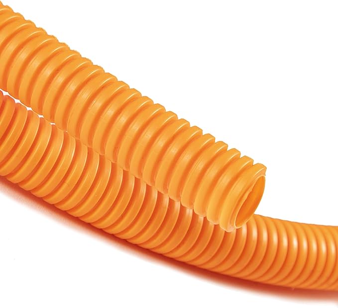ZhiYo 20FT 1/2” Wire Loom Split Tubing Auto Wire Conduit Flexible Cover | High Temperature Heat Resistant -40F to 257F | Plastic Cover for Electrical Wires & Cables, Orange