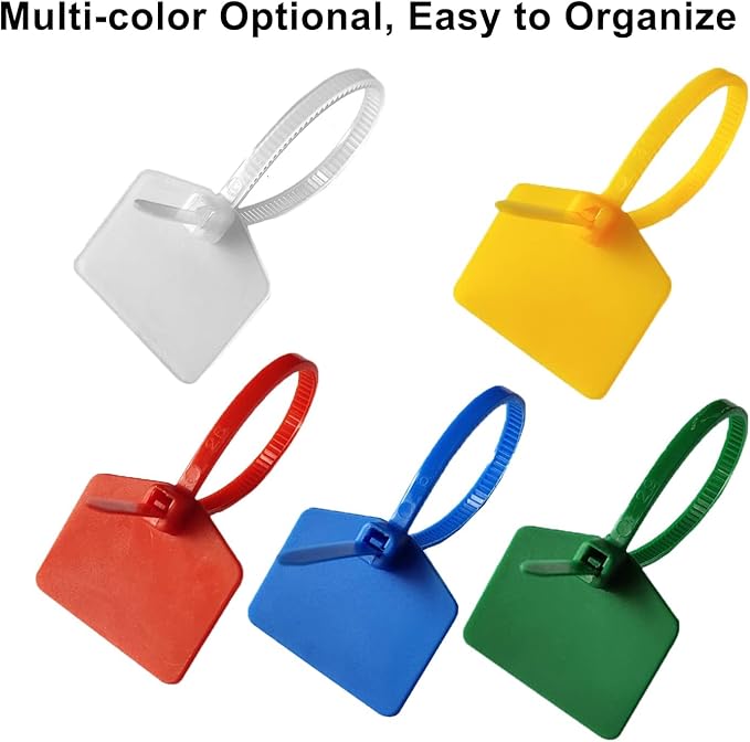 4 in Marker Nylon Cable Ties, Plastic Water Proof Tags, Self-Locking Written-on Cable Marker, Security Seals Label for Cabling, Wire Marking Label, Shipping Hanging Tags - Blue/ 100pcs