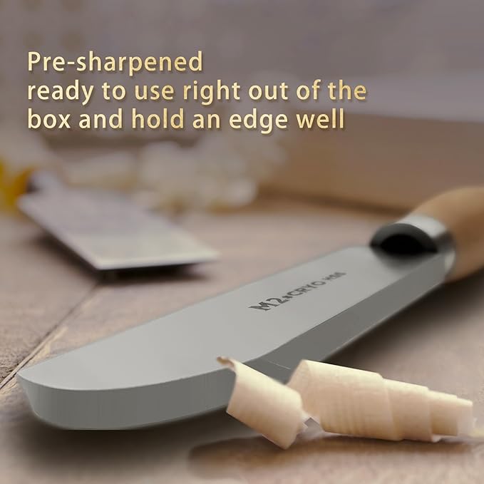 1.5 inch Left Side Curved Scraper, M2 Cryo High Speed Steel Wood Turning Tools with Beech Wood Handle